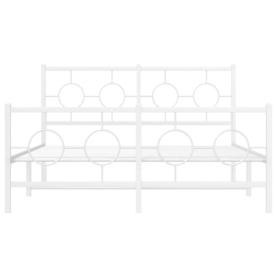 Cadre de lit métal sans matelas et pied de lit blanc 140x200 cm - 5