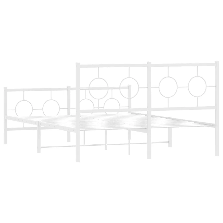 Cadre de lit métal sans matelas et pied de lit blanc 140x200 cm - 7