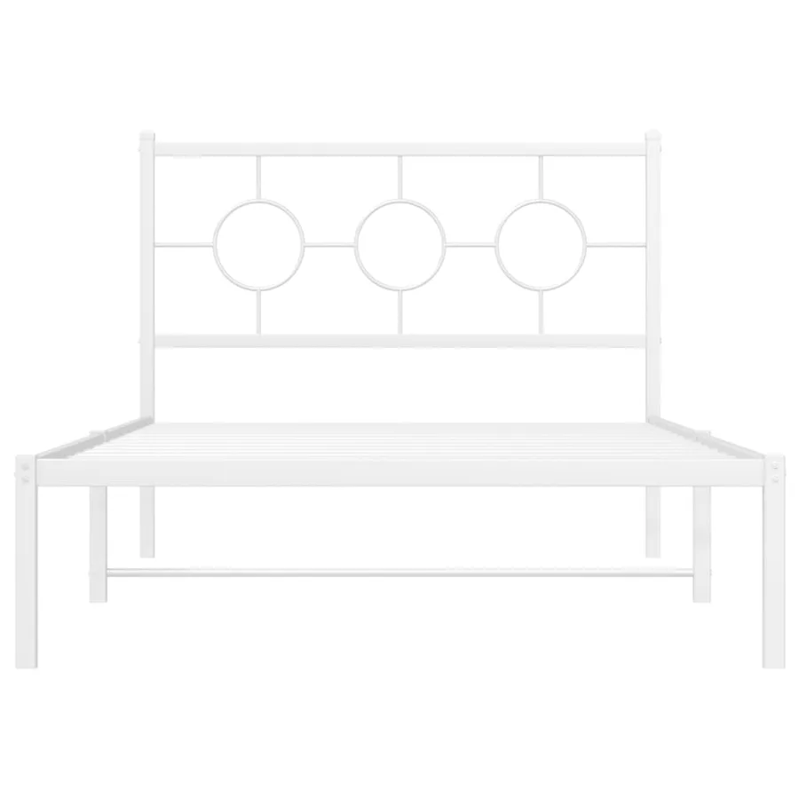 Cadre de lit métal sans matelas et pied de lit blanc 107x203 cm - 5