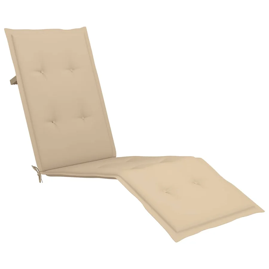 Chaise longue d'extérieur repose-pied et coussin Acacia solide - 6