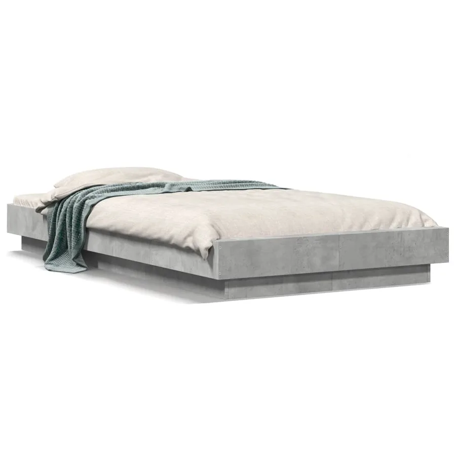 Cadre de lit sans matelas gris béton 90x200 cm - 2