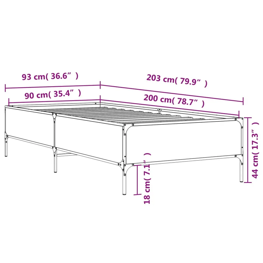 Cadre de lit sans matelas chêne sonoma 90x200 cm - 9