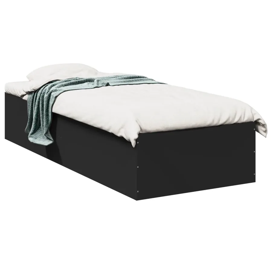 Cadre de lit sans matelas noir 75x190 cm bois ingénierie - 2