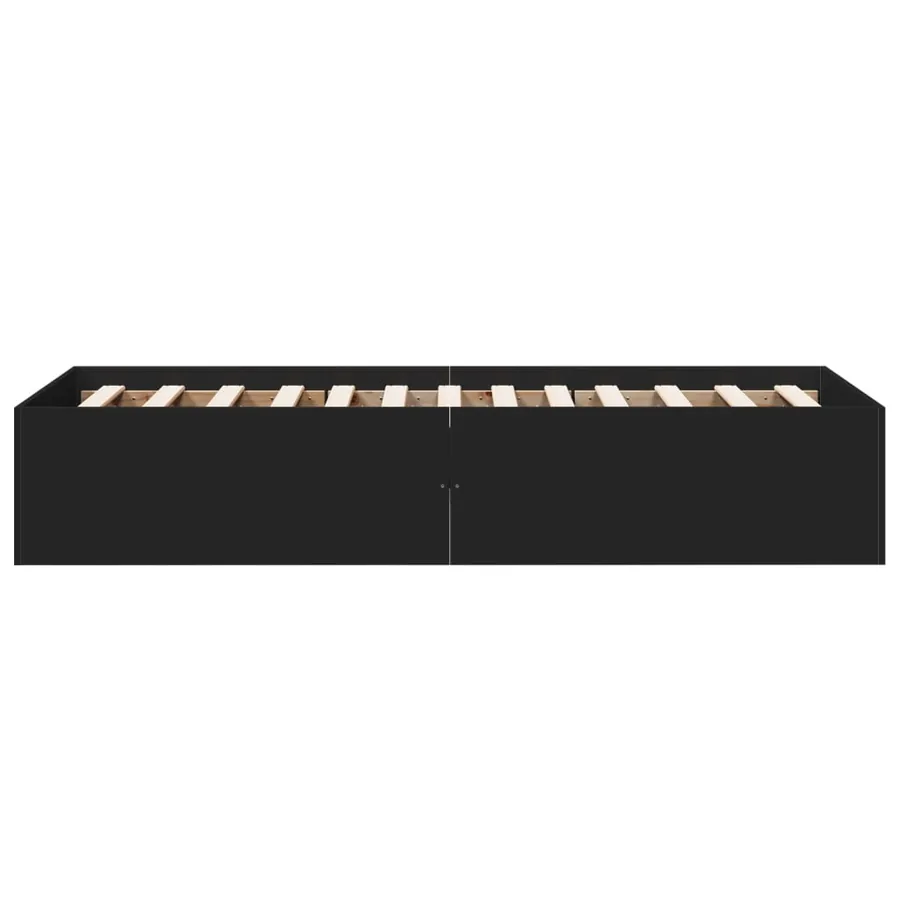 Cadre de lit sans matelas noir 75x190 cm bois ingénierie - 5
