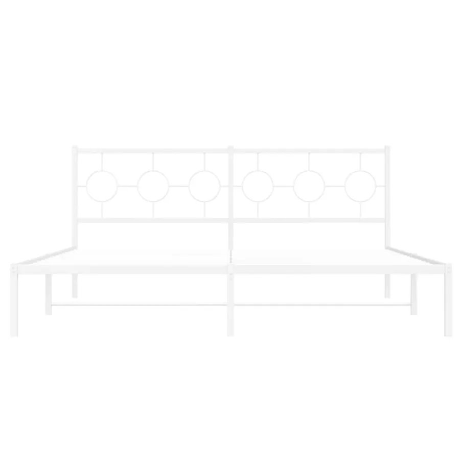 Cadre de lit métal sans matelas et tête de lit blanc 183x213 cm - 5