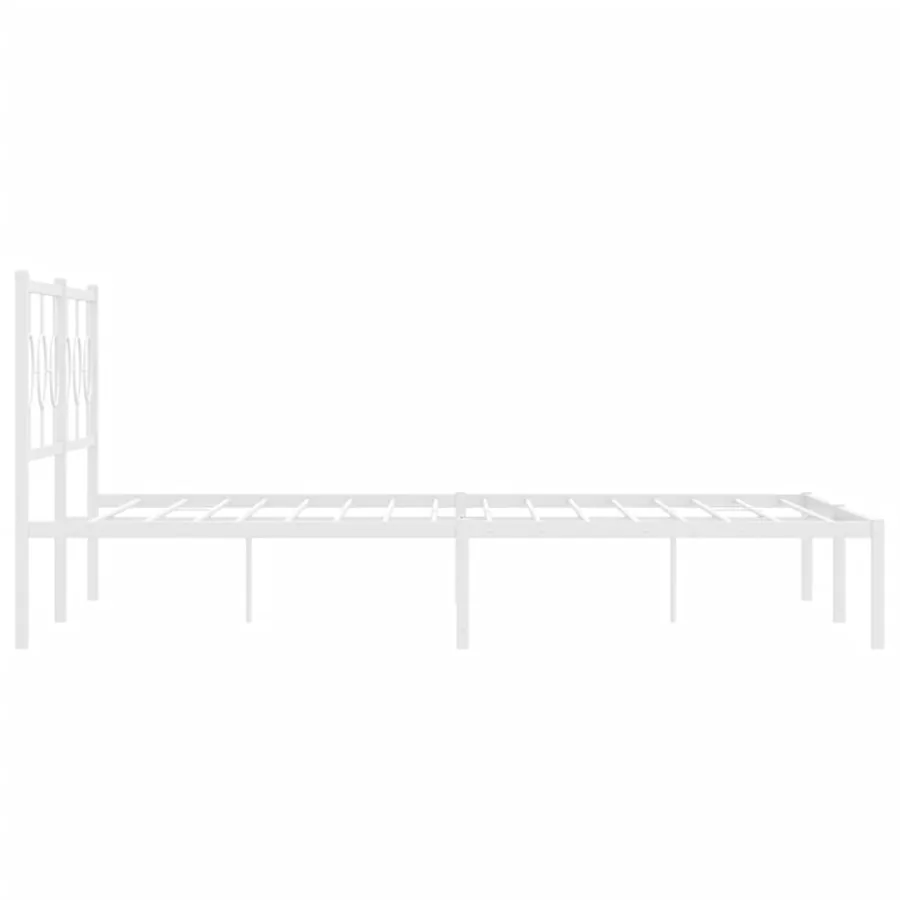 Cadre de lit métal sans matelas et tête de lit blanc 183x213 cm - 6