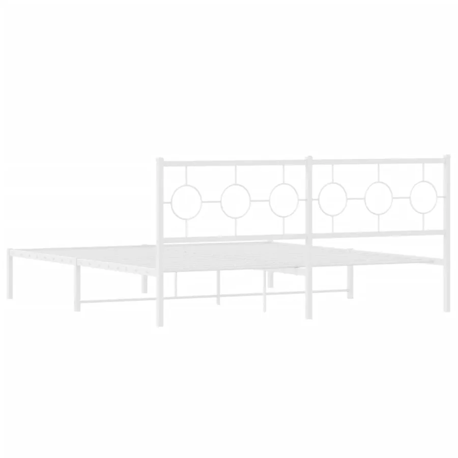 Cadre de lit métal sans matelas et tête de lit blanc 183x213 cm - 7