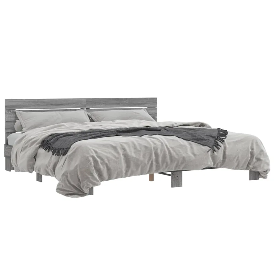 Cadre de lit sans matelas sonoma gris 200x200 cm - 2