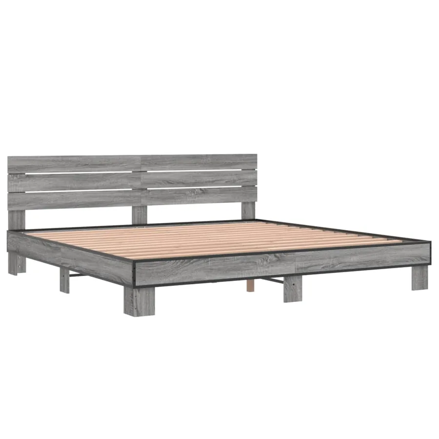 Cadre de lit sans matelas sonoma gris 200x200 cm - 3