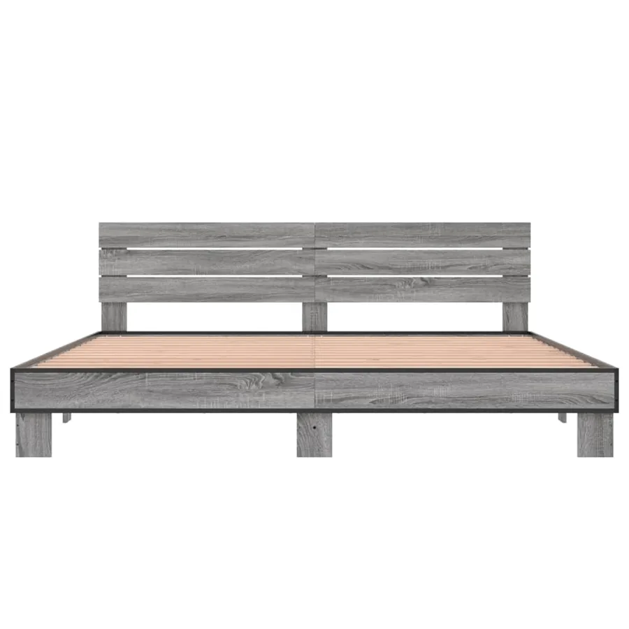 Cadre de lit sans matelas sonoma gris 200x200 cm - 4