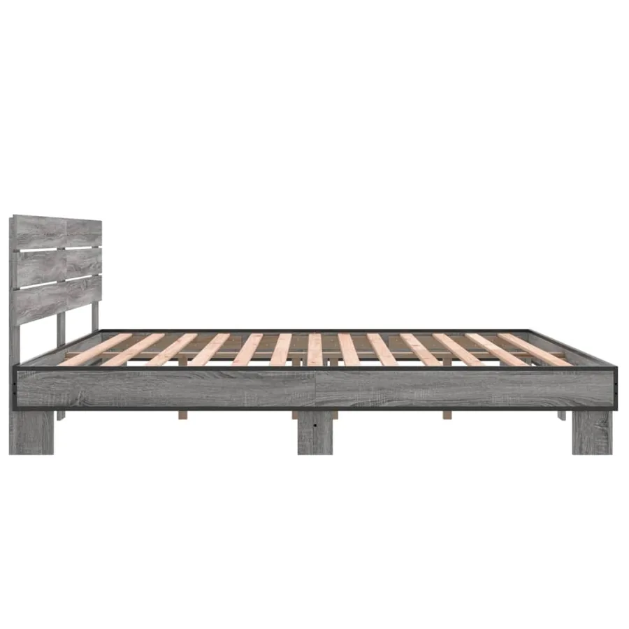 Cadre de lit sans matelas sonoma gris 200x200 cm - 5