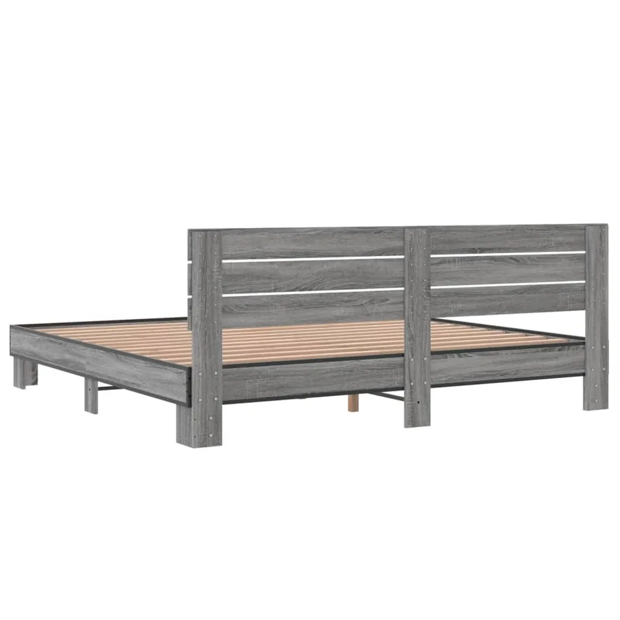 Cadre de lit sans matelas sonoma gris 200x200 cm - 6
