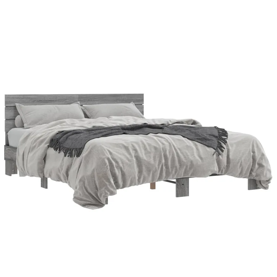 Cadre de lit sans matelas sonoma gris 150x200 cm - 2