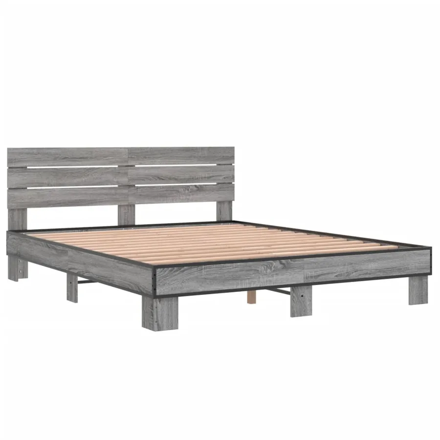 Cadre de lit sans matelas sonoma gris 150x200 cm - 3