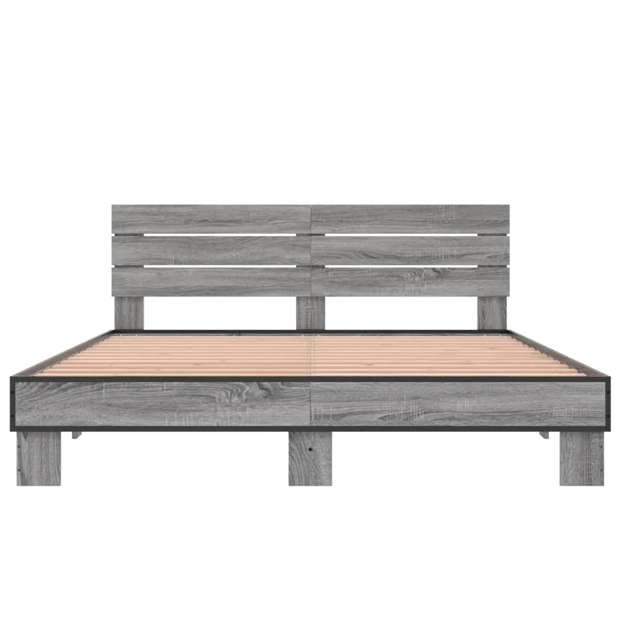 Cadre de lit sans matelas sonoma gris 150x200 cm - 4