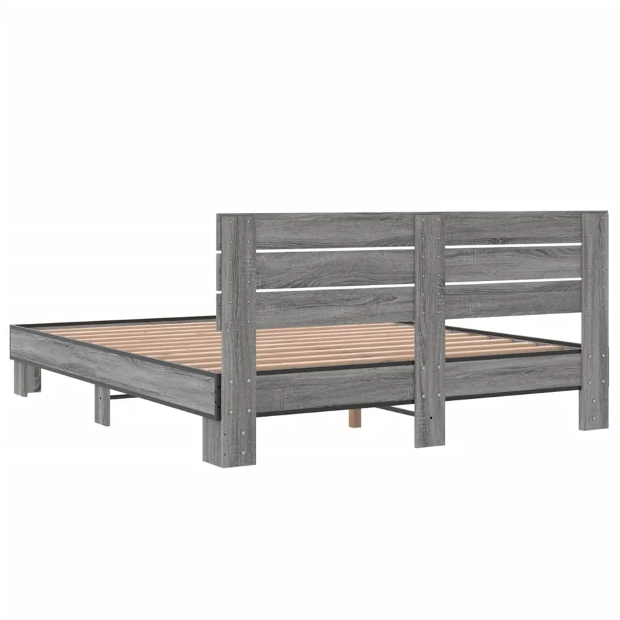 Cadre de lit sans matelas sonoma gris 150x200 cm - 6