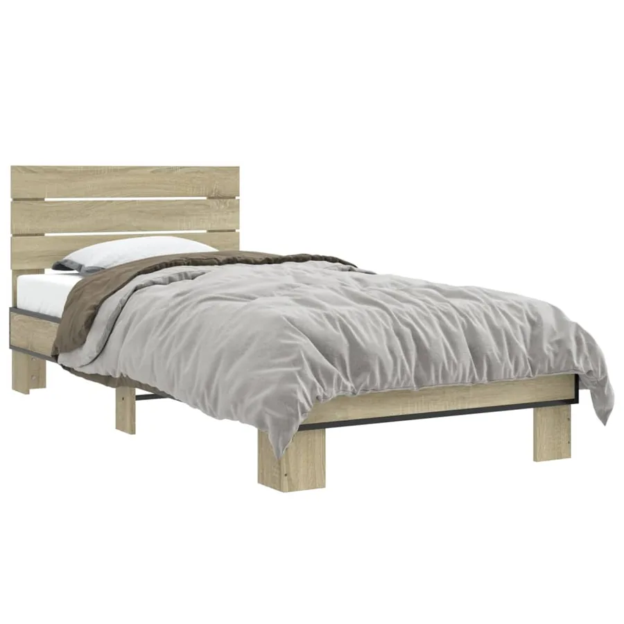 Cadre de lit sans matelas chêne sonoma 90x200 cm - 2