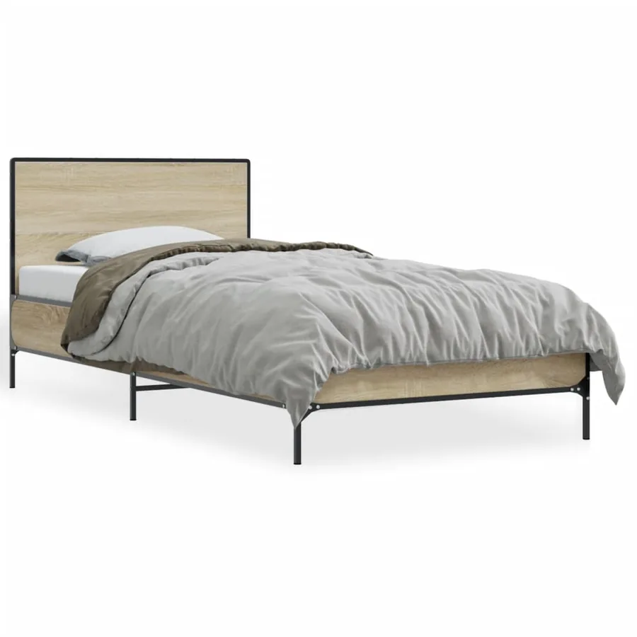 Cadre de lit sans matelas chêne sonoma 90x190 cm - 2