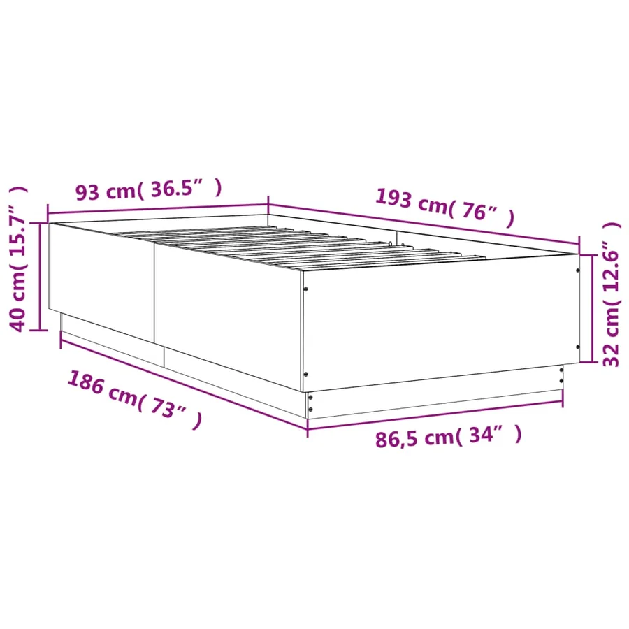 Cadre de lit sans matelas chêne marron 90x190 cm - 9