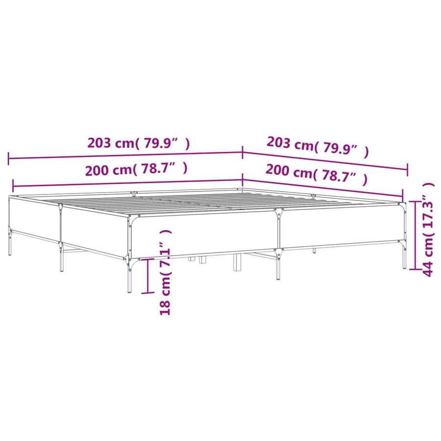 Cadre de lit sans matelas chêne marron 200x200 cm - 9