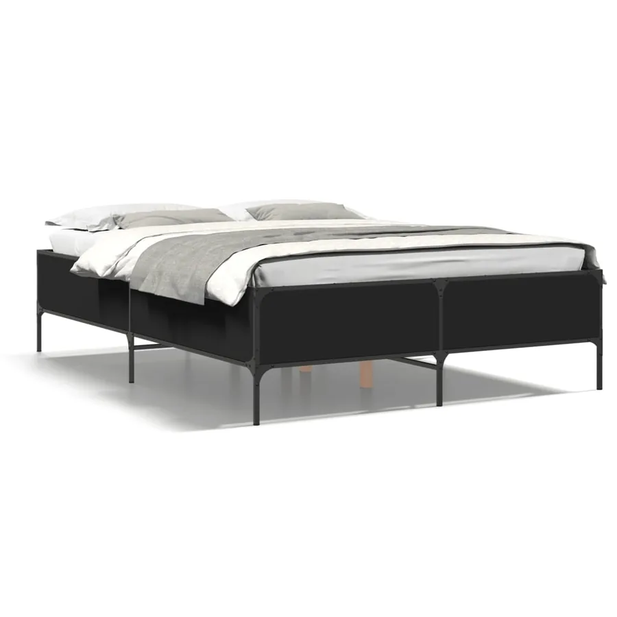 Cadre de lit sans matelas noir 140x190 cm - 2
