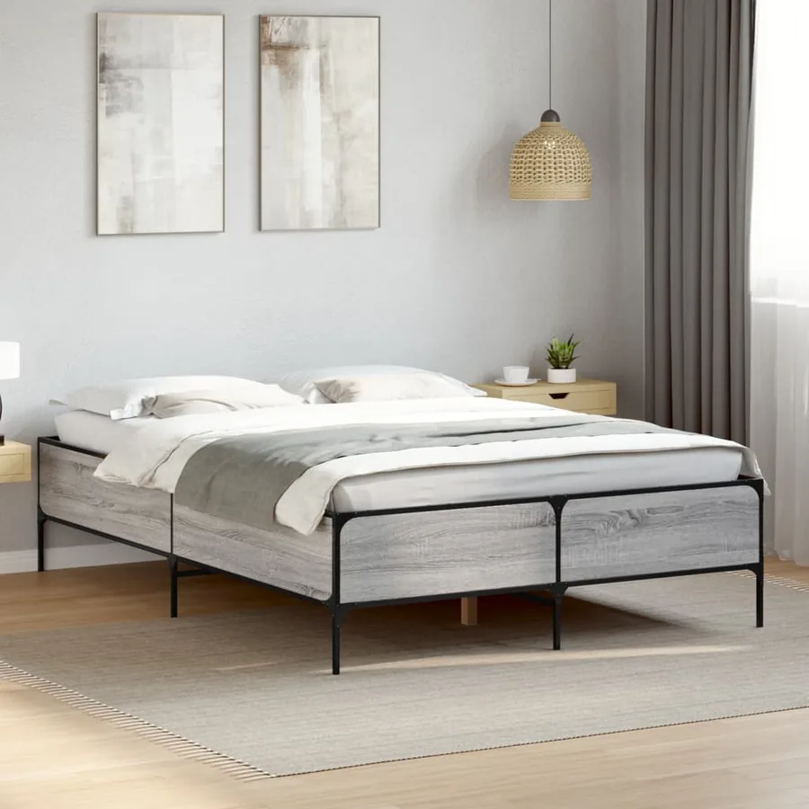 Cadre de lit sans matelas sonoma gris 120x200 cm