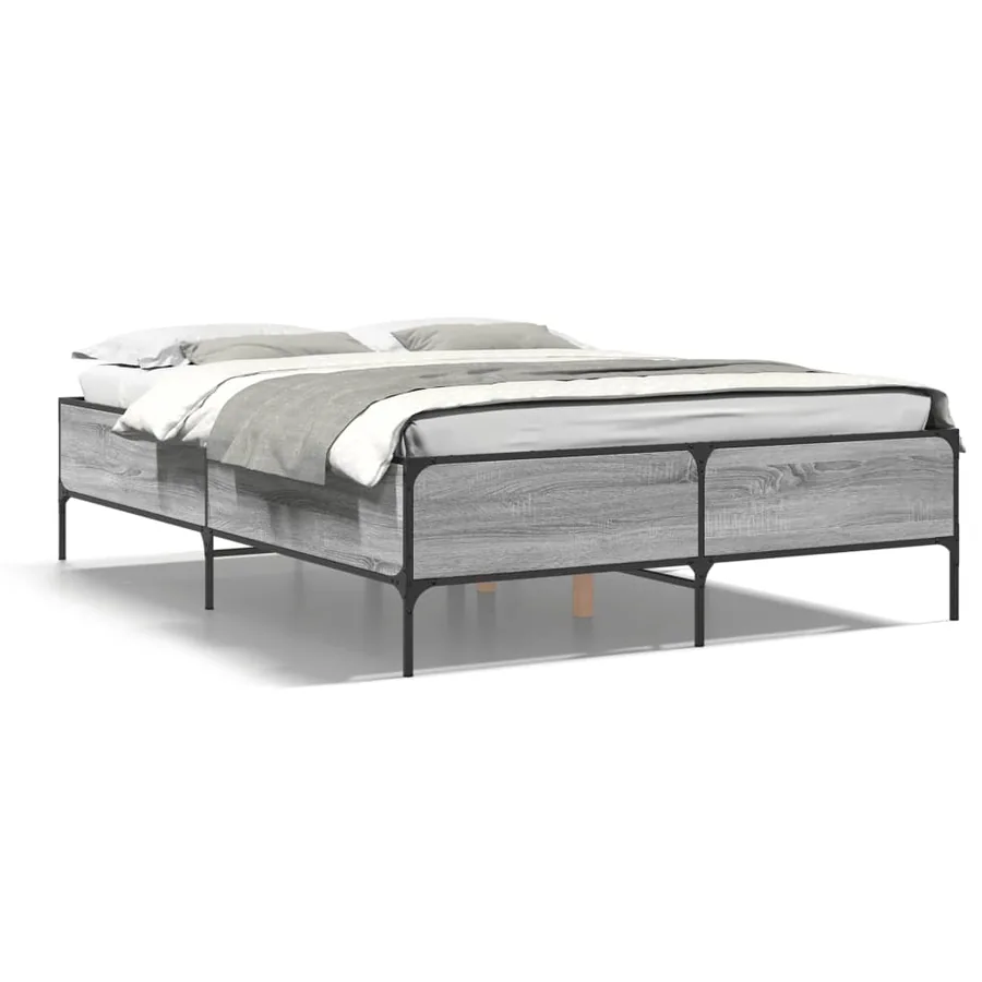 Cadre de lit sans matelas sonoma gris 120x200 cm - 2