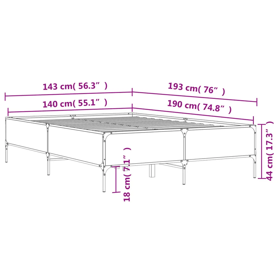 Cadre de lit sans matelas chêne marron 140x190 cm - 9