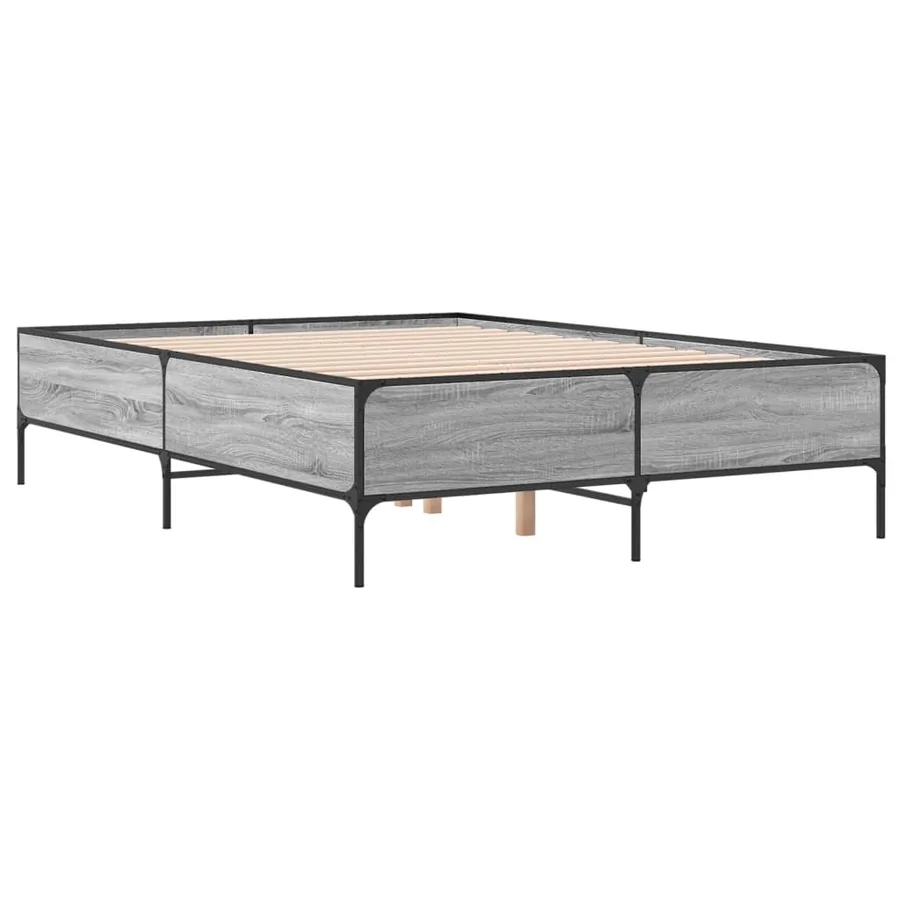 Cadre de lit sans matelas sonoma gris 150x200 cm - 6