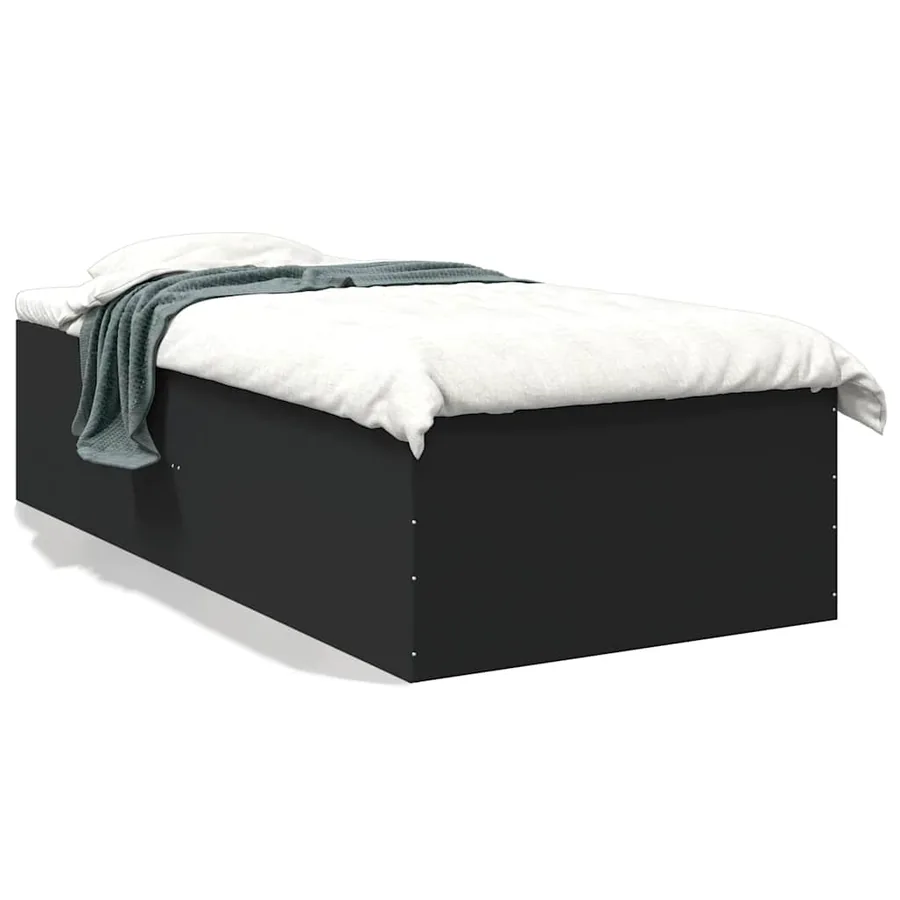 Cadre de lit sans matelas noir 90x200 cm - 2