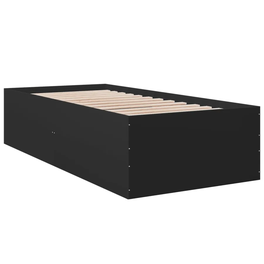 Cadre de lit sans matelas noir 90x200 cm - 6