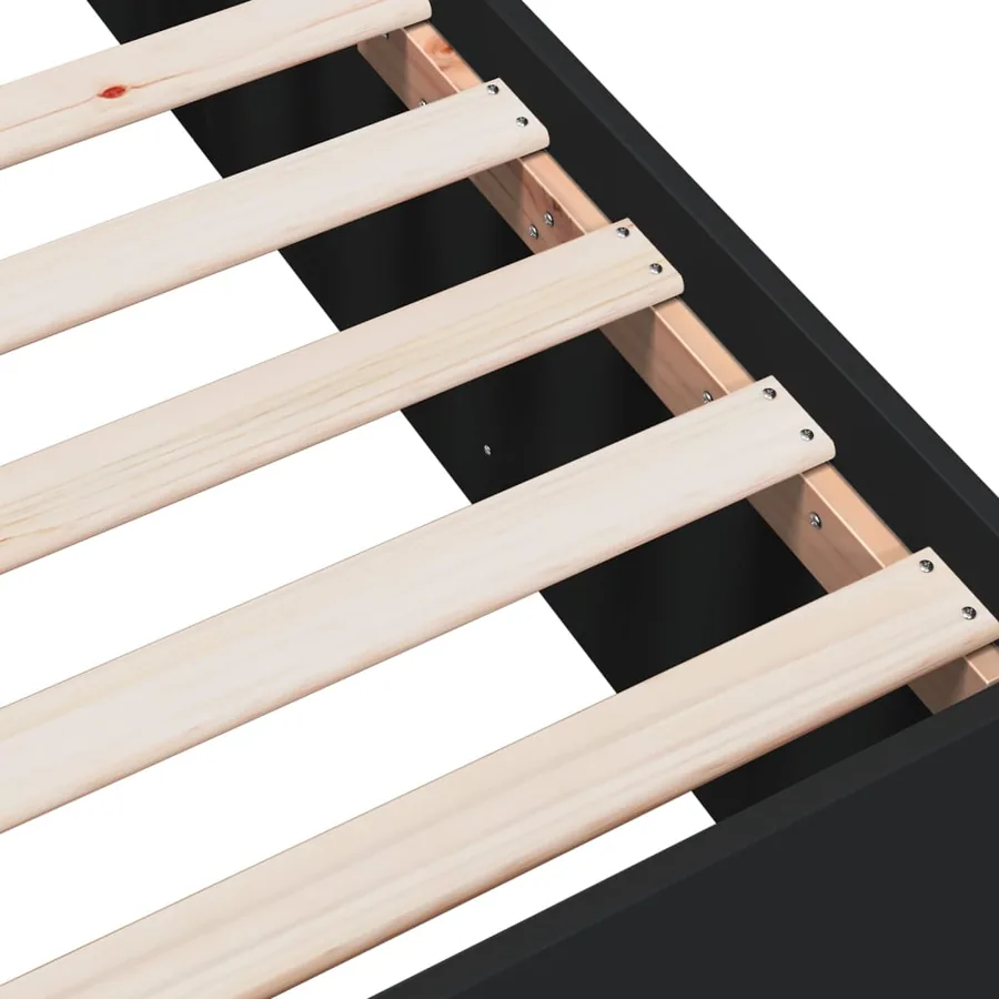 Cadre de lit sans matelas noir 90x200 cm - 7