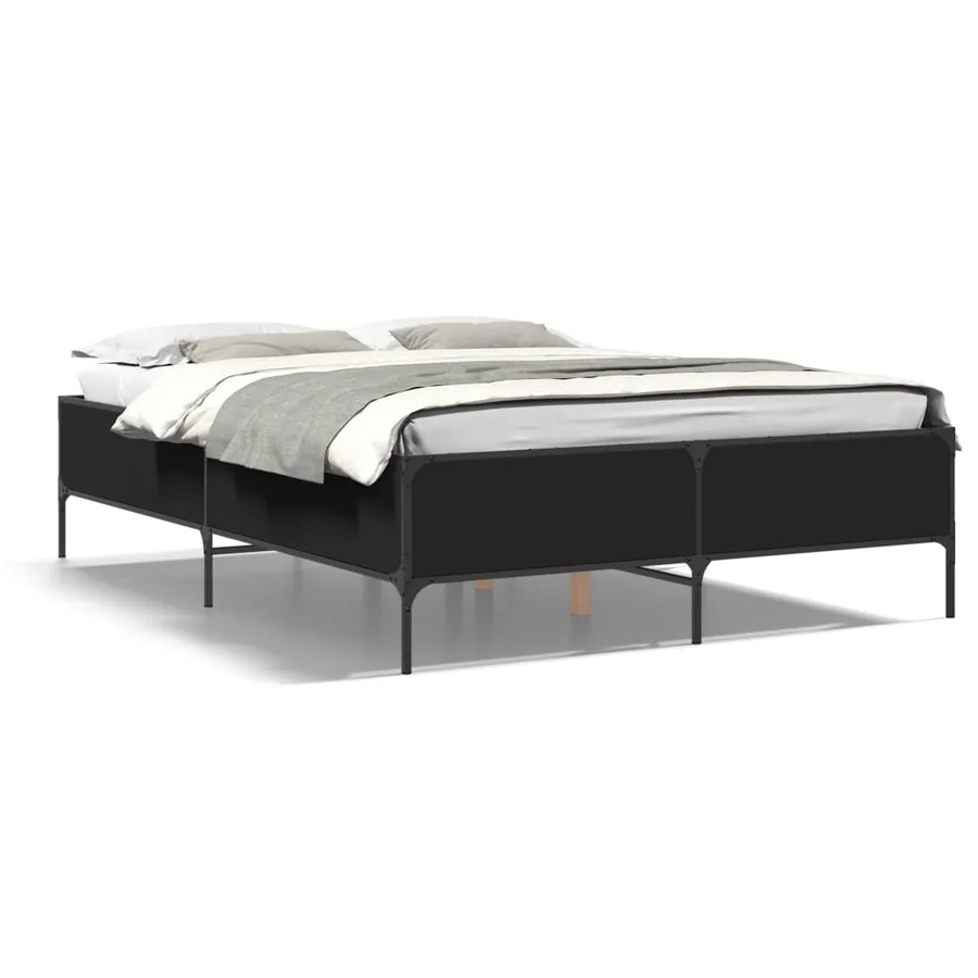 Cadre de lit sans matelas noir 140x200 cm - 2