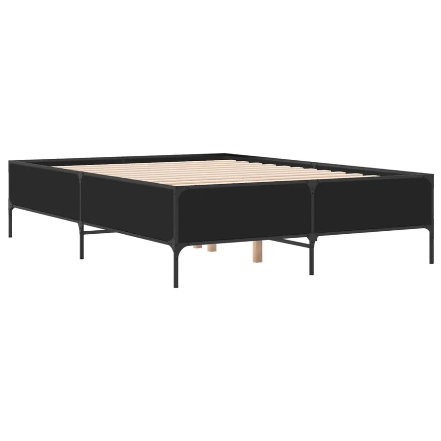Cadre de lit sans matelas noir 140x200 cm - 6