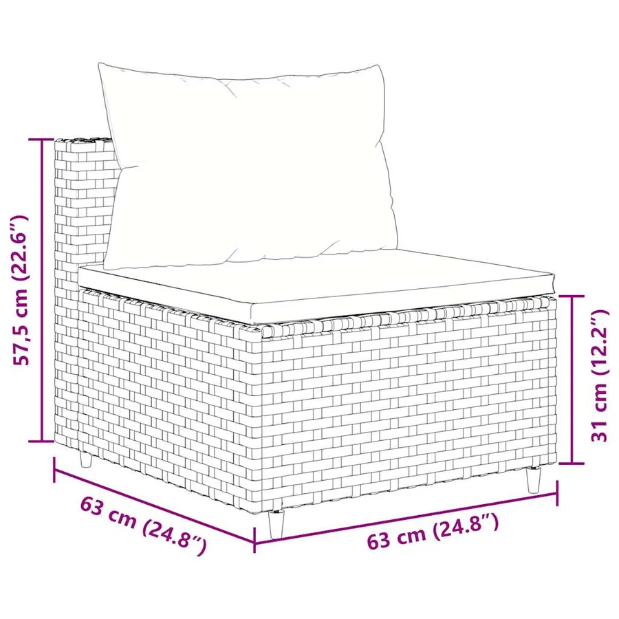 Salon de jardin 4 pcs avec coussins Gris Résine tressée - 9