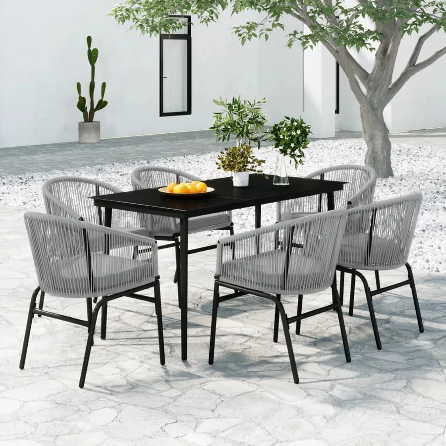 Ensemble à manger de jardin 7 pcs Gris