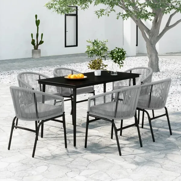 Ensemble à manger de jardin 7 pcs Gris