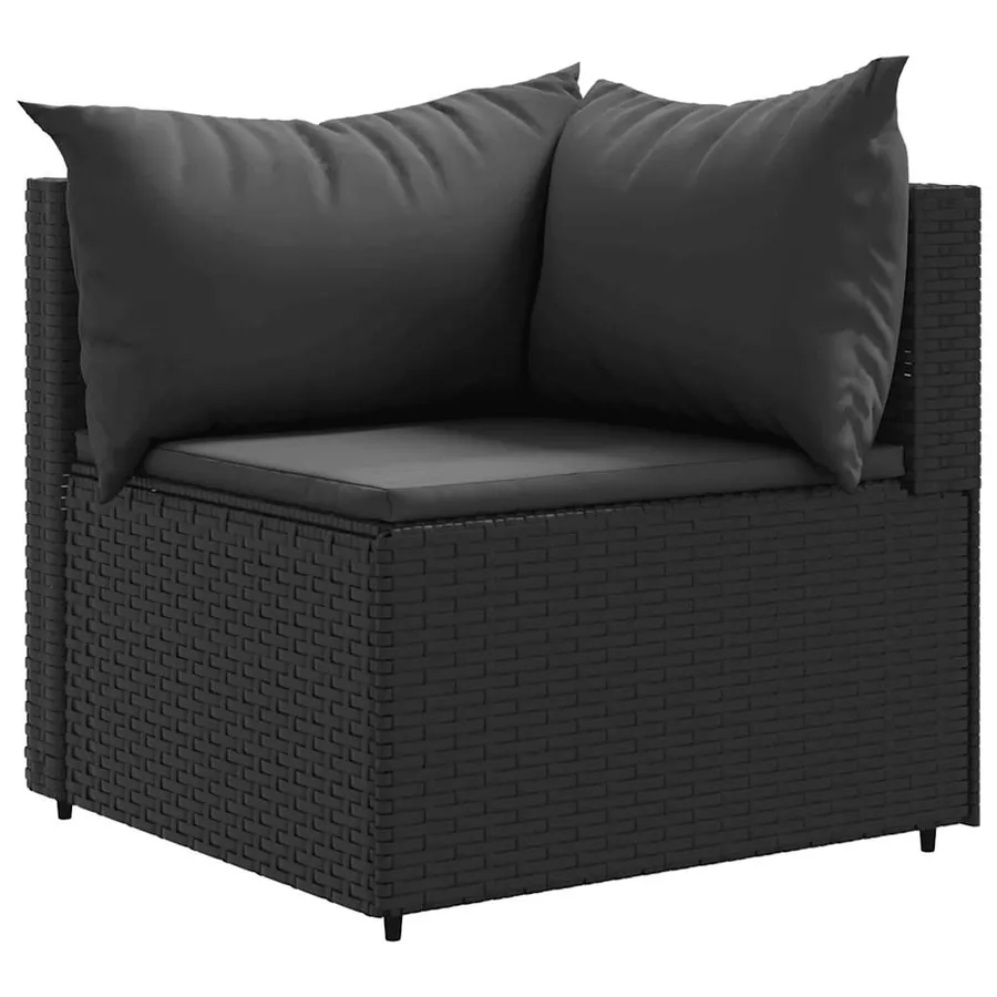 Salon de jardin 6 pcs avec coussins Noir Résine tressée - 3