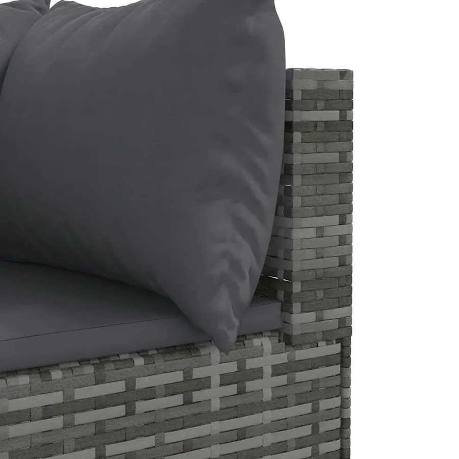 Salon de jardin 7 pcs avec coussins Gris Résine tressée - 9