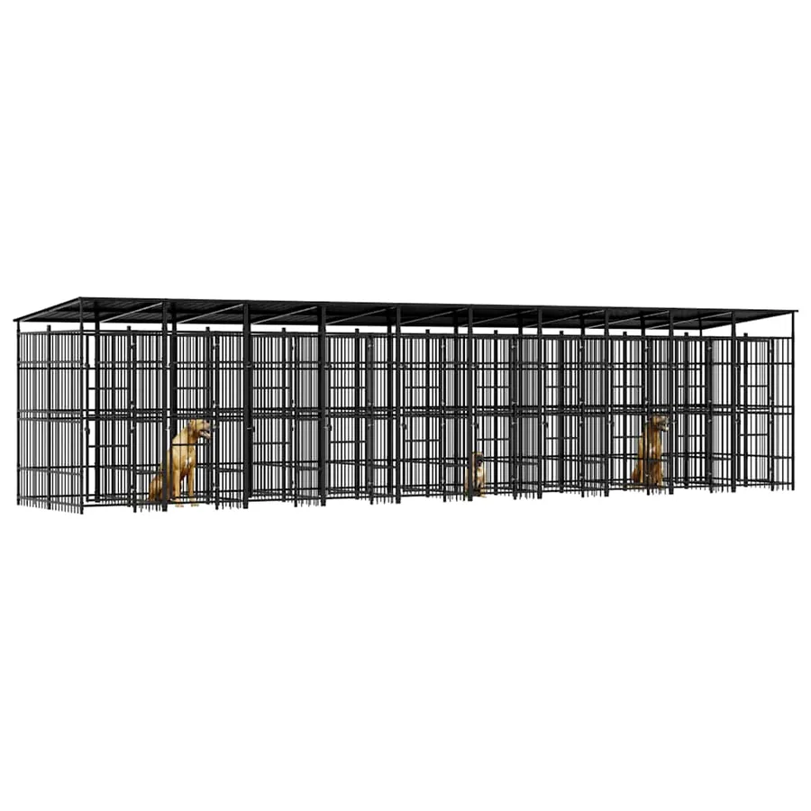 Chenil d'extérieur avec toit pour chiens Acier 18,43 m² - 4