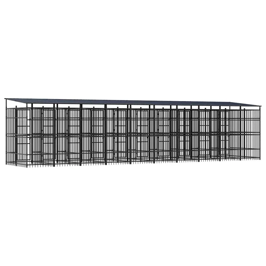 Chenil d'extérieur avec toit pour chiens Acier 18,43 m² - 7