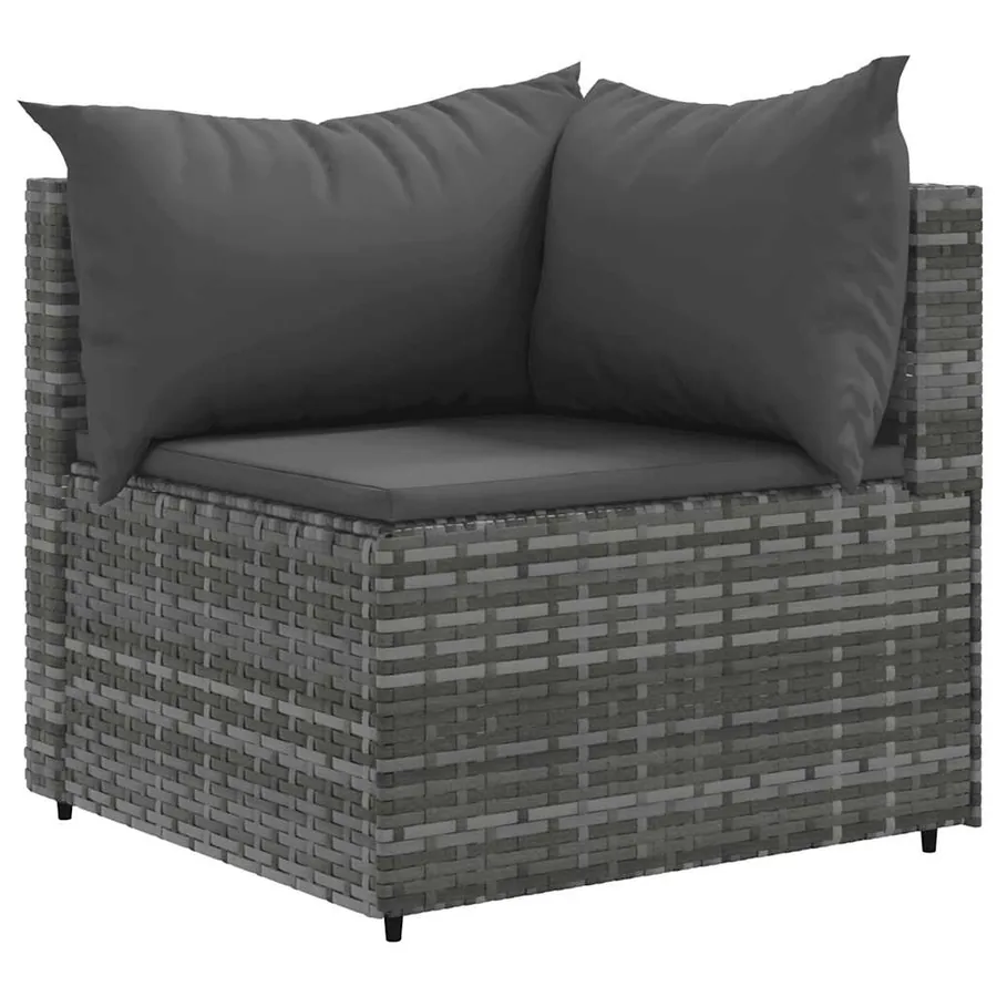 Salon de jardin 6 pcs avec coussins Gris Résine tressée - 5