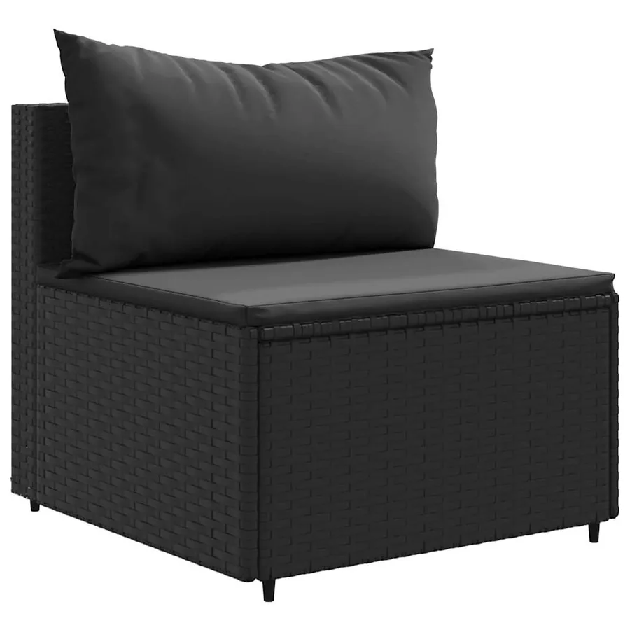 Salon de jardin 4 pcs avec coussins Noir Résine tressée - 3