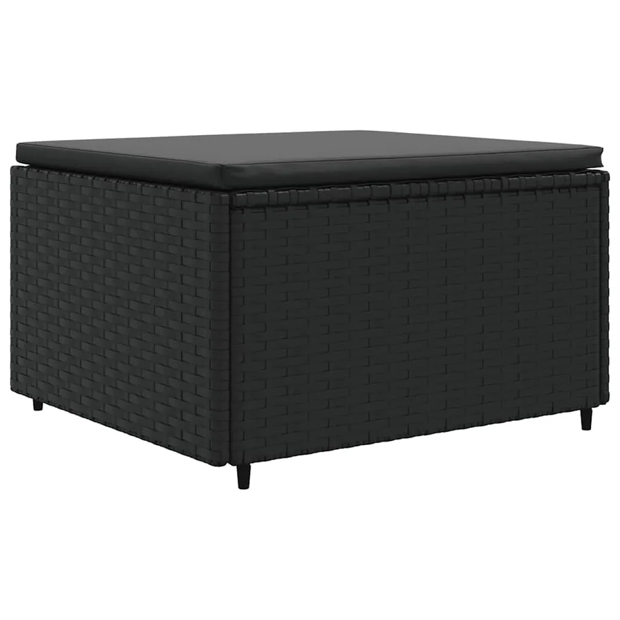 Salon de jardin 4 pcs avec coussins Noir Résine tressée - 4