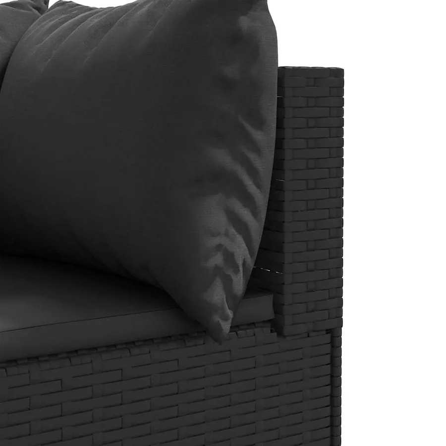 Salon de jardin 4 pcs avec coussins Noir Résine tressée - 6