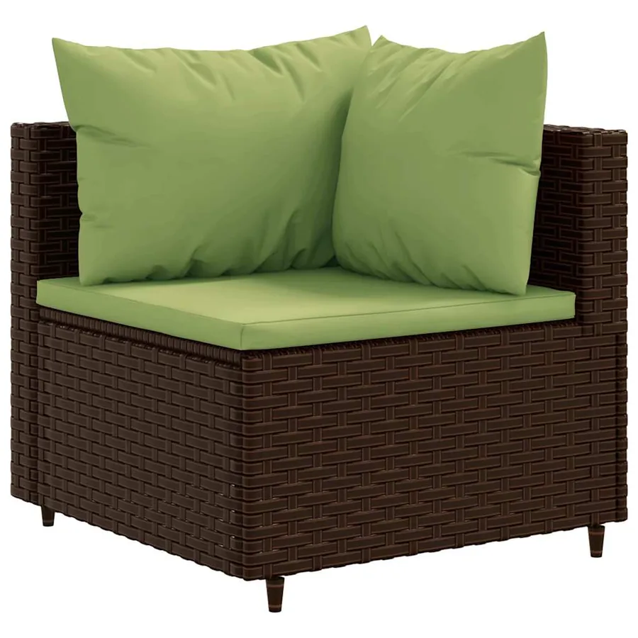 Salon de jardin 6 pcs avec coussins Marron Résine tressée - 3