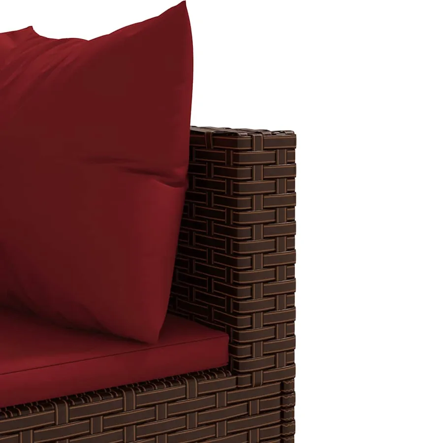 Salon de jardin 6 pcs avec coussins Marron Résine tressée - 6
