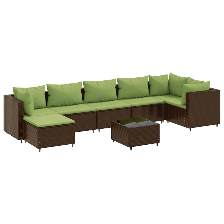 Salon de jardin avec coussins 8 pcs marron résine tressée - 2
