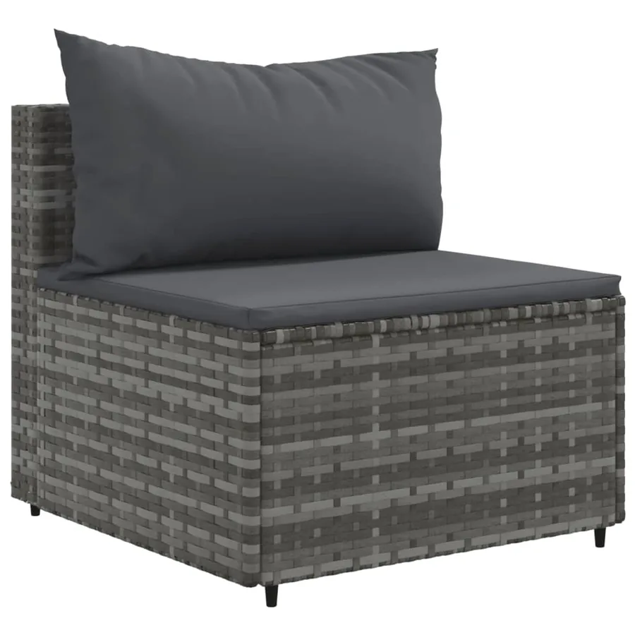 Salon de jardin avec coussins 10 pcs gris résine tressée - 4