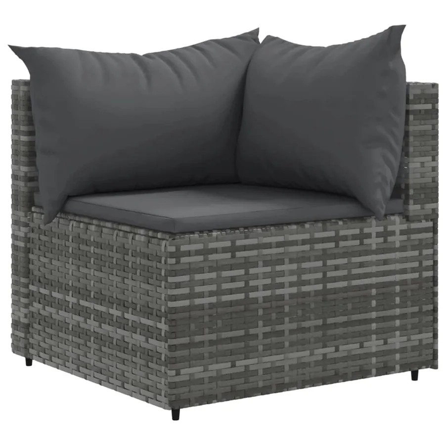 Salon de jardin 11 pcs avec coussins Gris Résine tressée - 3